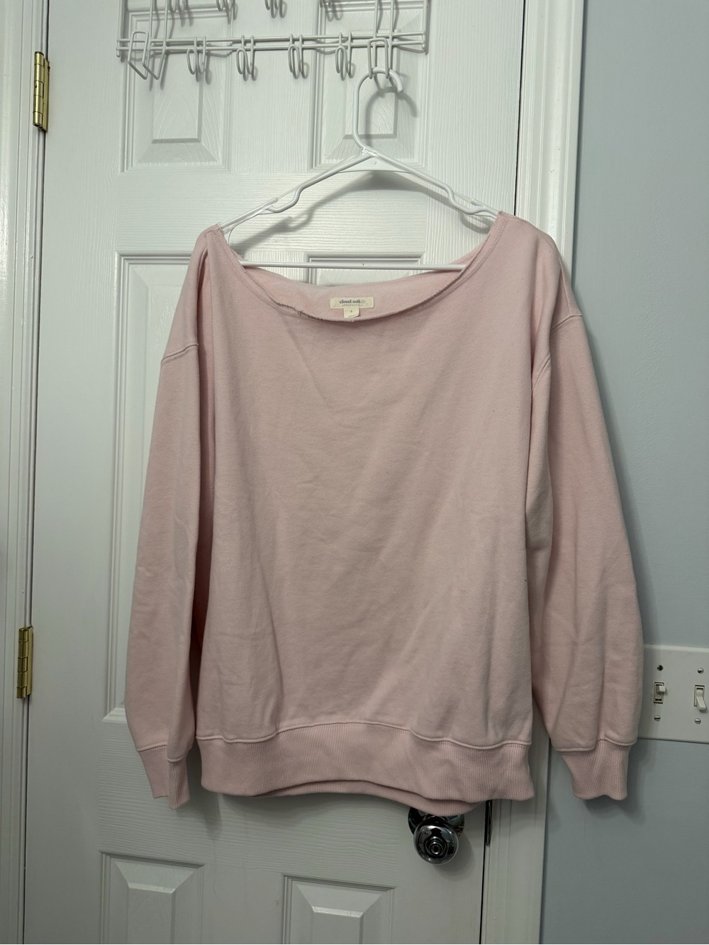Aeropostale Off-the-Shoulder Sweatshirt - Pale Pink